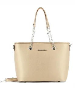 GIANMARCO VENTURI - Borsa shopping oro con tasca posteriore e tracolla removibile