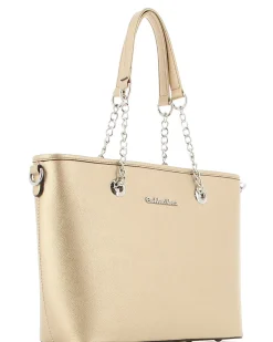 GIANMARCO VENTURI - Borsa shopping oro con tasca posteriore e tracolla removibile