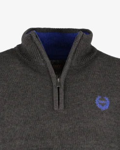 GIANMARCO VENTURI - Maglione mezza zip antracite da uomo
