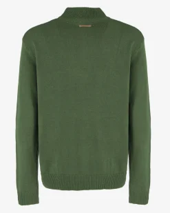 GIANMARCO VENTURI - Maglione mezza zip verde militare da uomo
