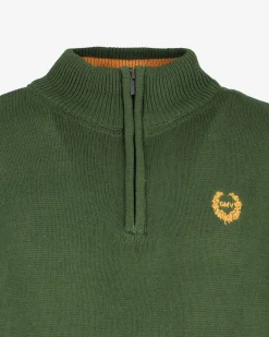 GIANMARCO VENTURI - Maglione mezza zip verde militare da uomo