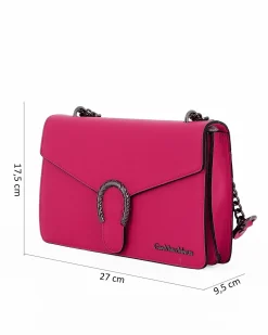 GIANMARCO VENTURI - TRACOLLA FUXIA DOPPIO SCOMPARTO CON ACCESSORIO SULLA PATTA