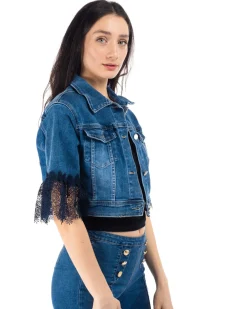 GIUBBINO JEANS MANICA PIZZO