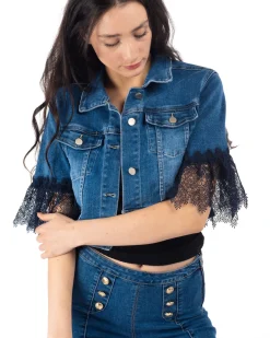 GIUBBINO JEANS MANICA PIZZO