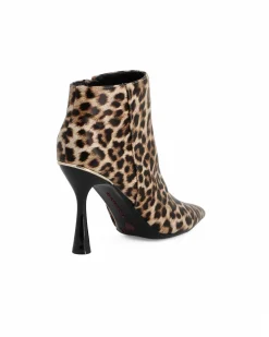 GLOBO ROSA - Tronchetto leopardato a punta con zip laterale, tacco 9,5CM