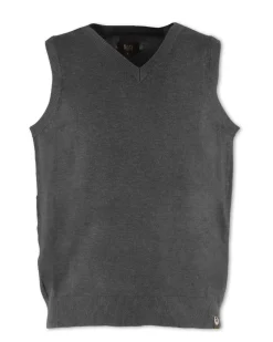GMV - GILET SMANICATO GRIGIO CON SCOLLO A V IN MAGLIA