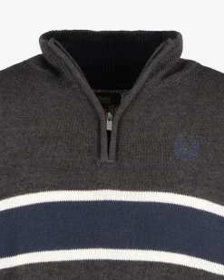 GMV - MAGLIONE MEZZA ZIP ANTRACITE E BLU NOTTE DA UOMO