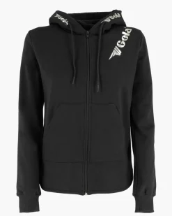 GOLA - FELPA CON CAPPUCCIO FULL ZIP NERA DA DONNA