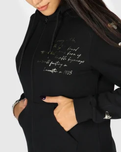 GOLA - FELPA CON CAPPUCCIO FULL ZIP NERA DA DONNA