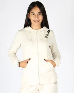 GOLA - FELPA CON CAPPUCCIO FULL ZIP CREMA DA DONNA