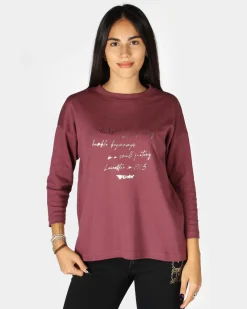 GOLA - TSHIRT PRUGNA MANICA A 3/4 CON SCRITTE