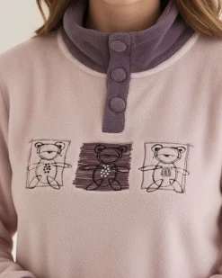 INFIORE - PIGIAMA HAPPY BEAR MANICA LUNGA ROSA E LILLA DA DONNA