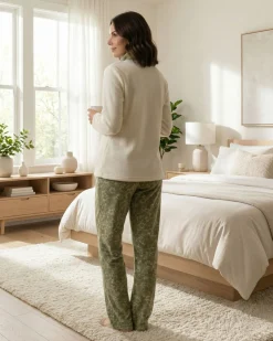 INFIORE - PIGIAMA HAPPY BEAR MANICA LUNGA BIANCO E VERDE DA DONNA