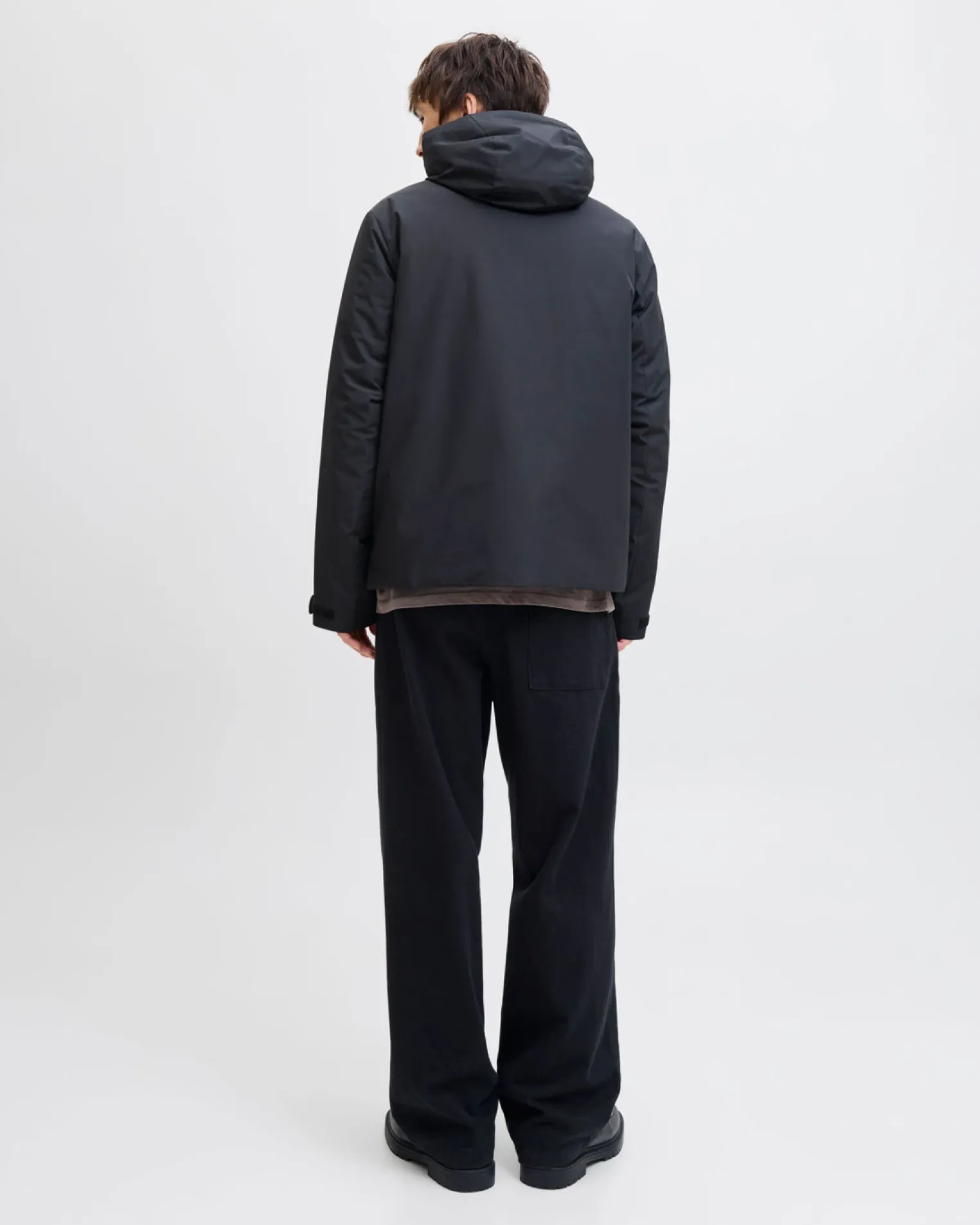 JACK & JONES - GIUBBINO NERO DA UOMO IDROREPELLENTE CON CAPPUCCIO