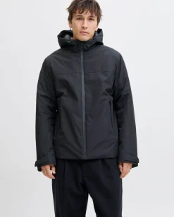 JACK & JONES - GIUBBINO NERO DA UOMO IDROREPELLENTE CON CAPPUCCIO