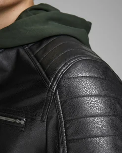 JACK&JONES - GIUBBINO UOMO IN ECOPELLE NERO