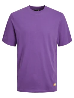 JACK&JONES - T-SHIRT MEZZA MANICA VIOLA DA UOMO WIDE FIT