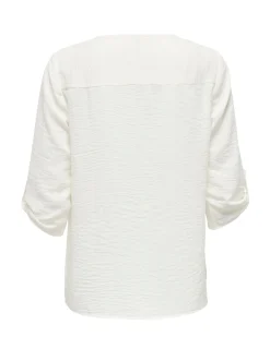JACQUELINE de YONG - CAMICIA DONNA BIANCA CON SCOLLO A V