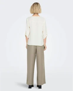 JACQUELINE de YONG - CAMICIA DONNA BIANCA CON SCOLLO A V