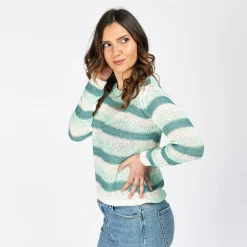JACQUELINE de YONG - MAGLIA PULLOVER DI FILO A RIGHE MENTA