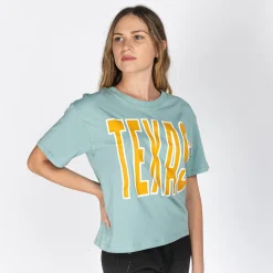 JACQUELINE de YONG - T-SHIRT MANICA CORTA IN COTONE CON SCRITTA TEXAS