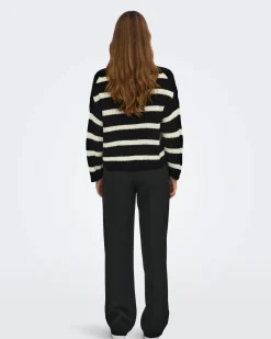 JACQUELINE - MAGLIA PULLOVER A RIGHE NERO E BIANCO