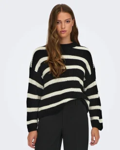 JACQUELINE - MAGLIA PULLOVER A RIGHE NERO E BIANCO