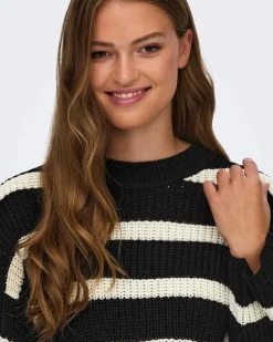 JACQUELINE - MAGLIA PULLOVER A RIGHE NERO E BIANCO