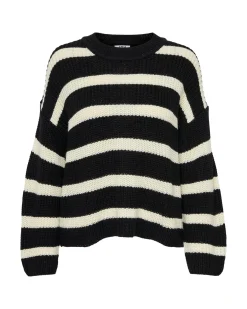 JACQUELINE - MAGLIA PULLOVER A RIGHE NERO E BIANCO