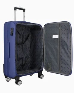JAGUAR - TROLLEY BLU IN TESSUTO CON DOPPIA TASCA FRONTALE, COMBINAZIONE TSA E 4 RUOTE