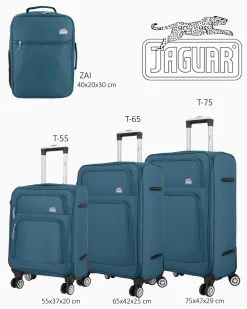 JAGUAR - TROLLEY PETROLIO IN TESSUTO CON DOPPIA TASCA FRONTALE, COMBINAZIONE TSA E 4 RUOTE