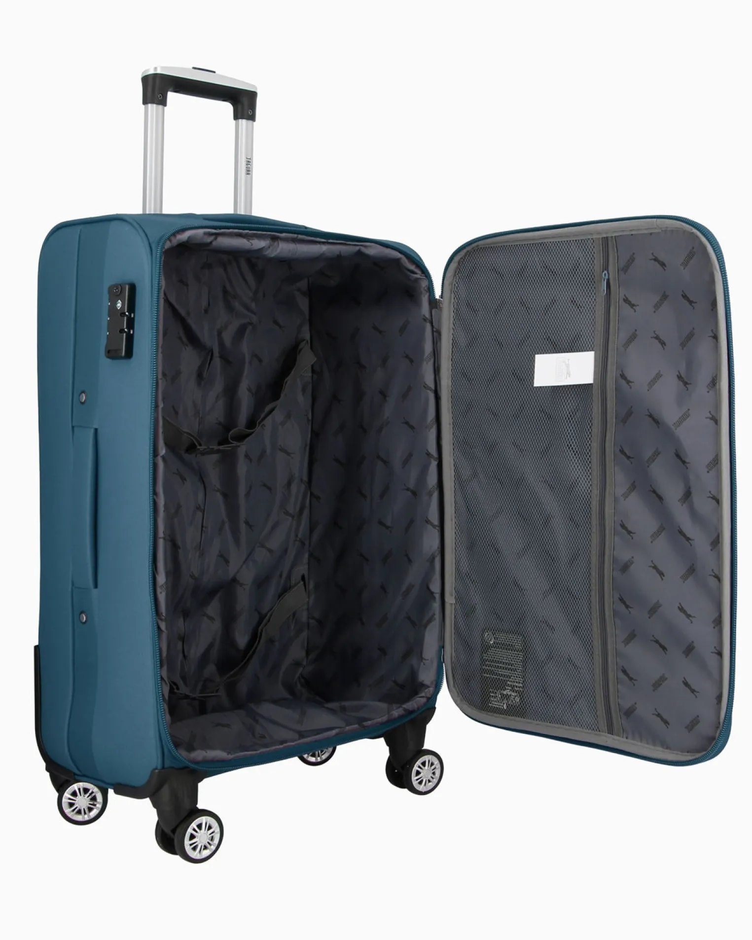 JAGUAR - TROLLEY PETROLIO IN TESSUTO CON DOPPIA TASCA FRONTALE, COMBINAZIONE TSA E 4 RUOTE