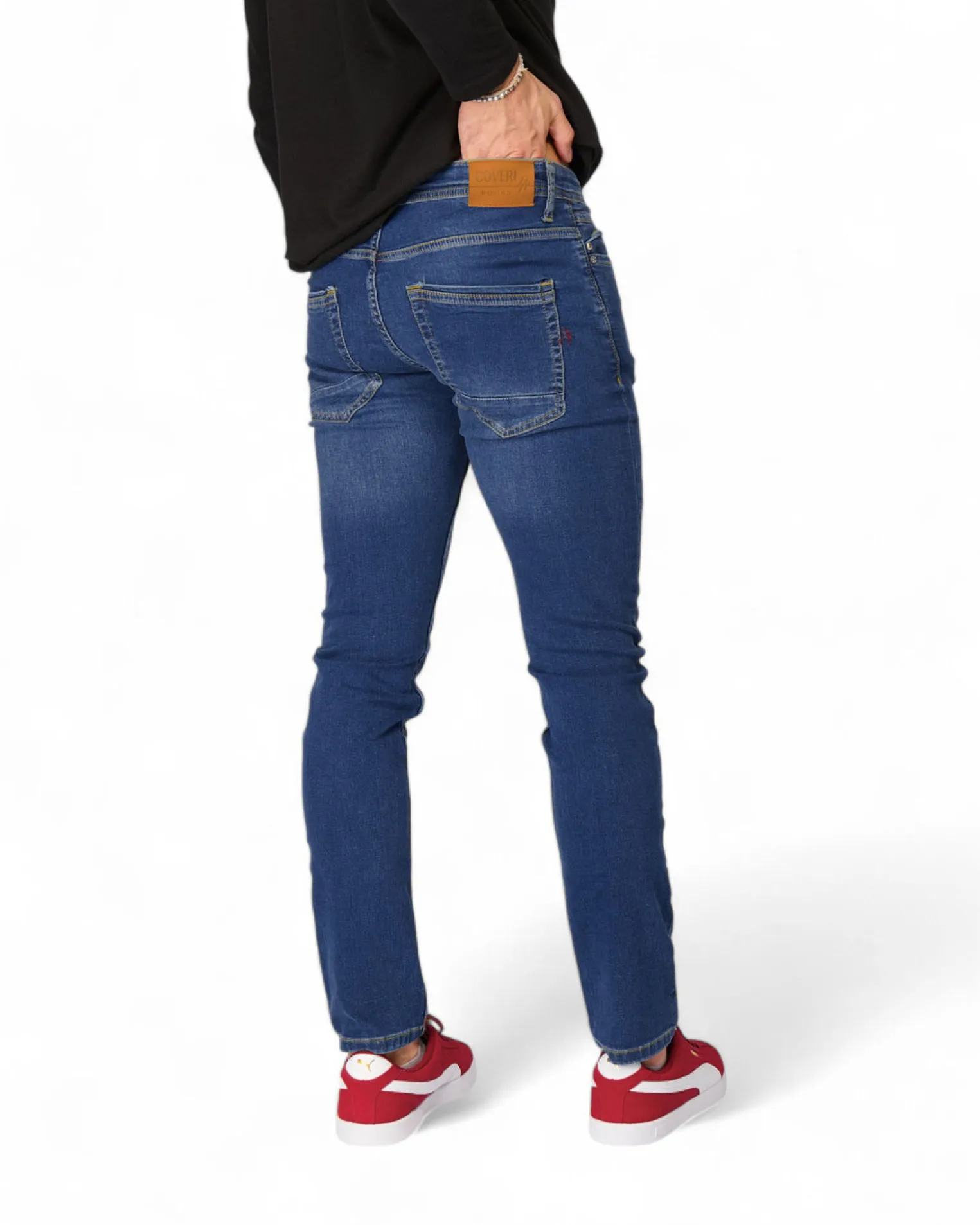 JEANS 5 TASCHE LAVAGGIO MEDIO FELPA
