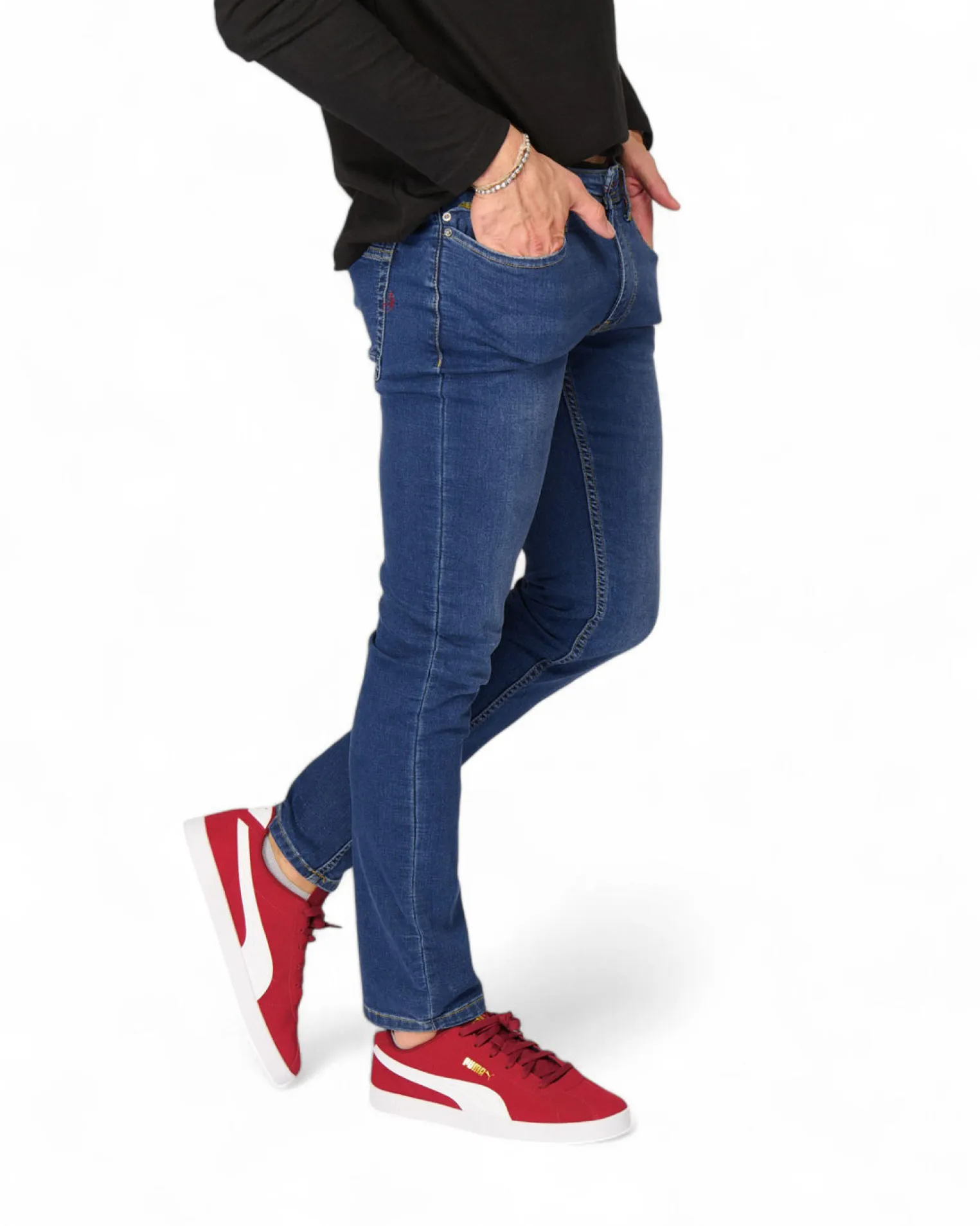 JEANS 5 TASCHE LAVAGGIO MEDIO FELPA