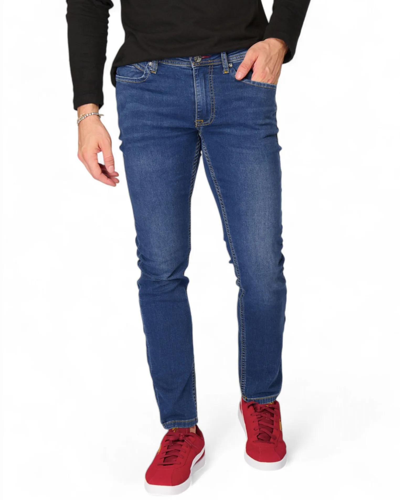 JEANS 5 TASCHE LAVAGGIO MEDIO FELPA