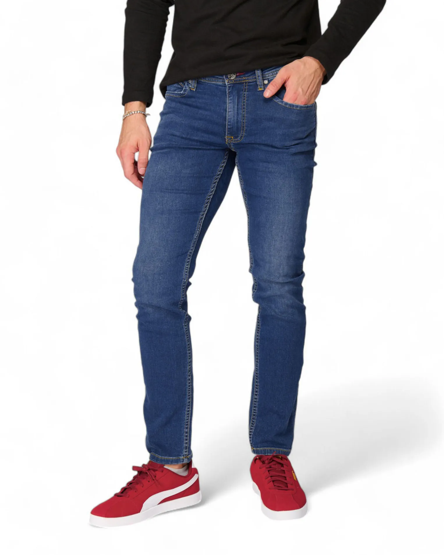 JEANS 5 TASCHE LAVAGGIO MEDIO FELPA