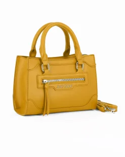 JUST GOLF - Borsa a mano gialla con tasca frontale, tracolla removibile