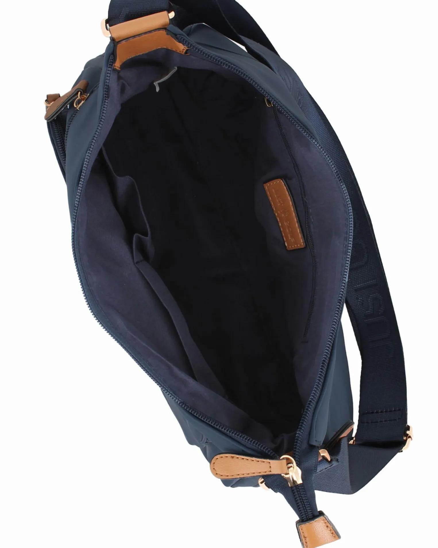 JUST GOLF - Borsa blu con doppia tasca frontale, manico regolabile e cerniera ad espansione
