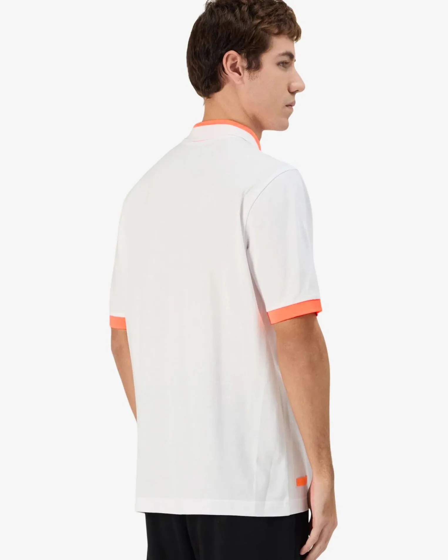 KAPPA - POLO MEZZA MANICA UOMO LOGO NEON BIANCA CON DETTAGLI ARANCIONI , 341N22W-A14