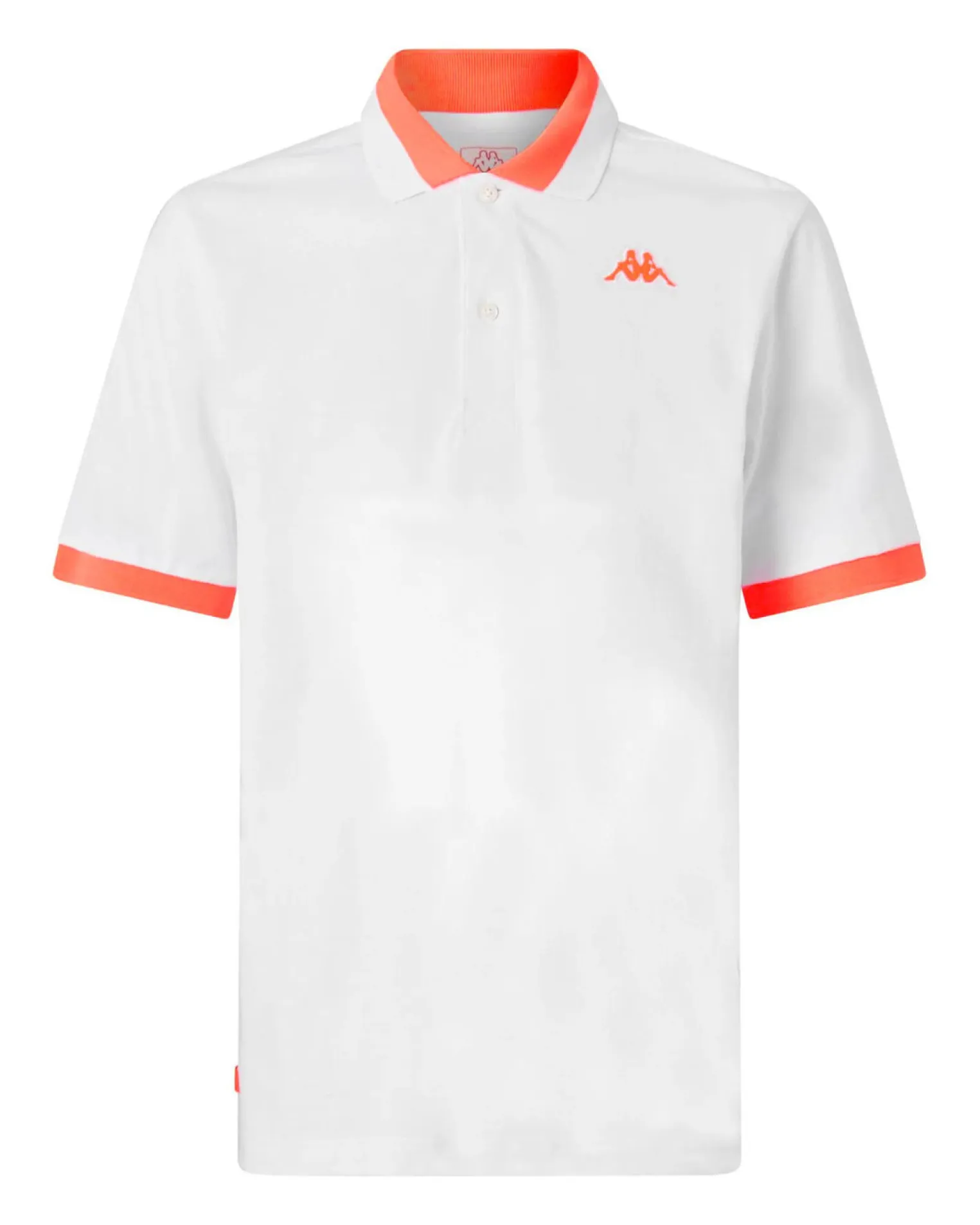 KAPPA - POLO MEZZA MANICA UOMO LOGO NEON BIANCA CON DETTAGLI ARANCIONI , 341N22W-A14