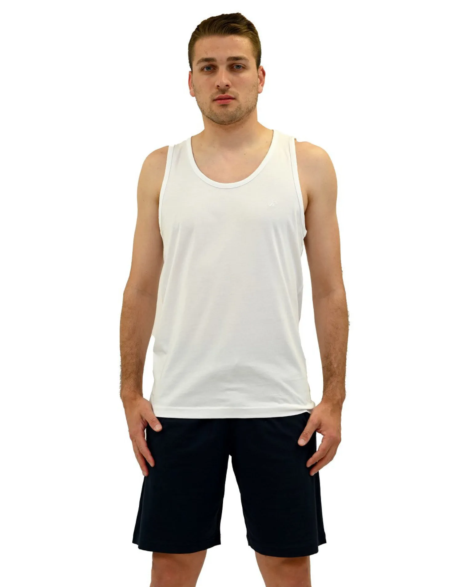 KEY UP - CANOTTA UOMO BIANCA BASIC -2JB27/0001