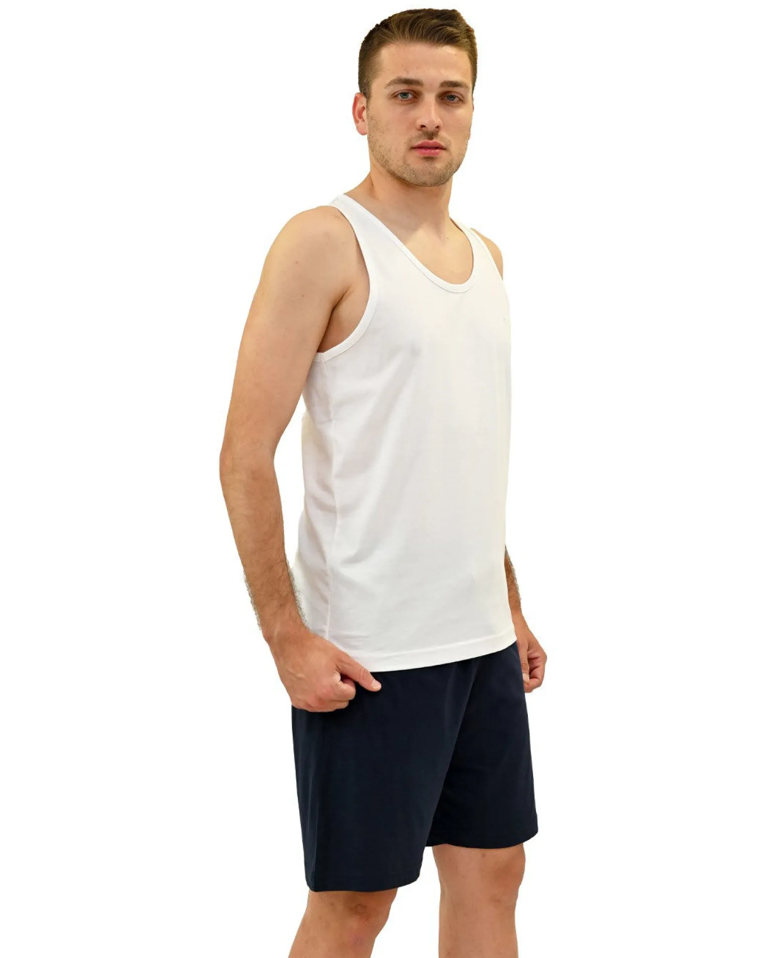 KEY UP - CANOTTA UOMO BIANCA BASIC -2JB27/0001