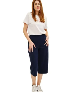 KEY UP - PANTA COULOTTE BLU IN JERSEY ELASTICIZZATO 5L861