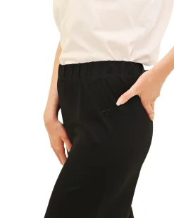 KEY UP - PANTA COULOTTE NERO IN JERSEY ELASTICIZZATO 5L861