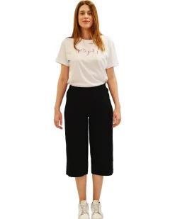 KEY UP - PANTA COULOTTE NERO IN JERSEY ELASTICIZZATO 5L861