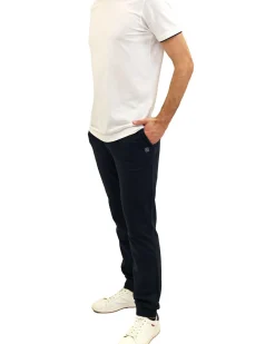 KEY UP - PANTALONE FELPA BLU DA UOMO CON POLSINO