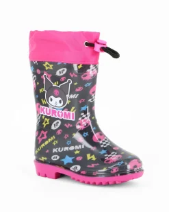 KUROMI - Stivaletto da pioggia nero da bimba con coulisse