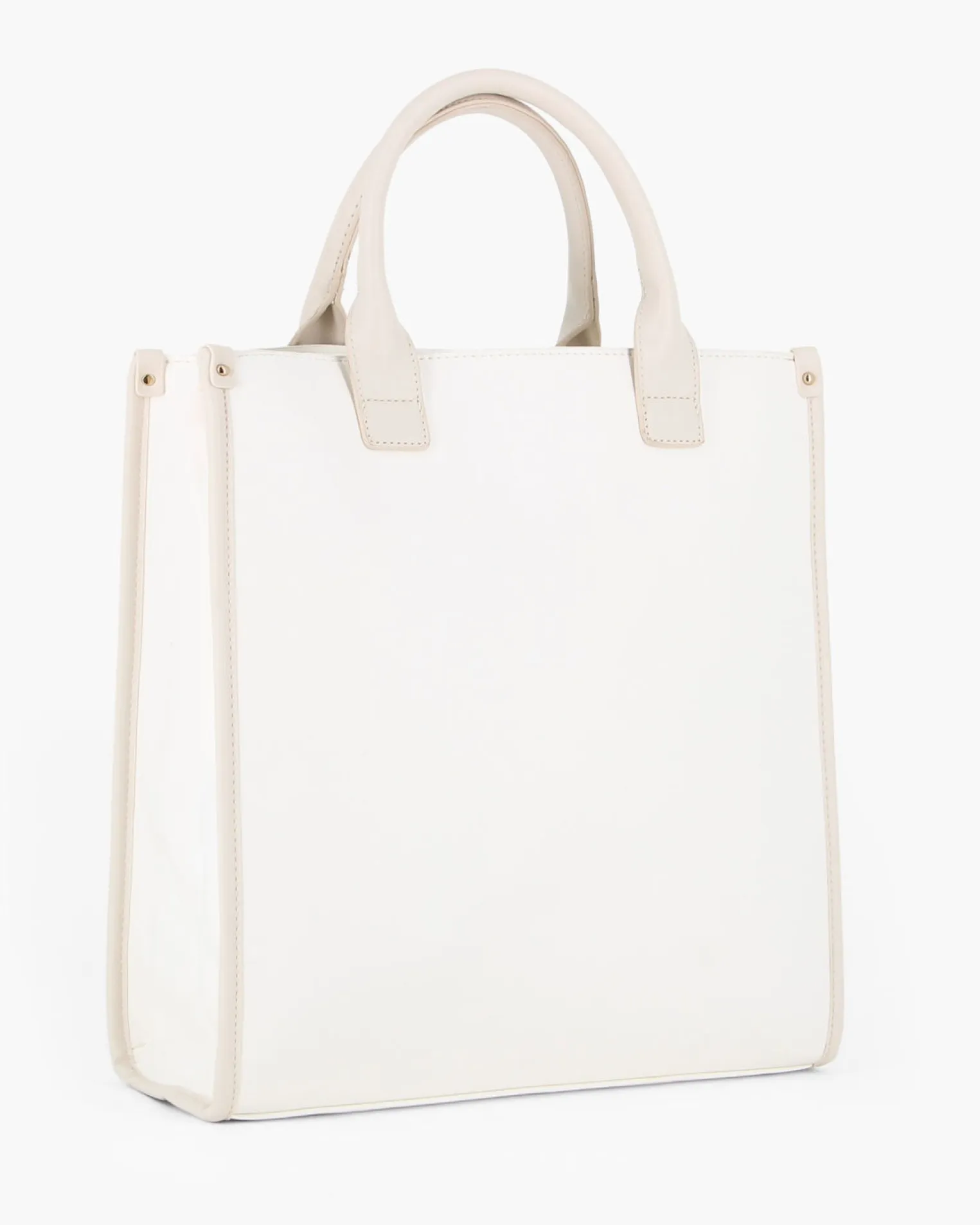LAURA BIAGIOTTI - Borsa a mano bianca con dettaglio catenina sulla tasca frontale, tracolla removibile