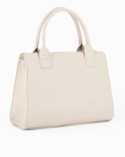 LAURA BIAGIOTTI - Borsa a mano naturale con apllicazione fiori, tracolla removibile