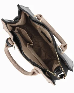 LAURA BIAGIOTTI - Borsa a mano nera con ciondolo metallico loggato, tracolla removibile